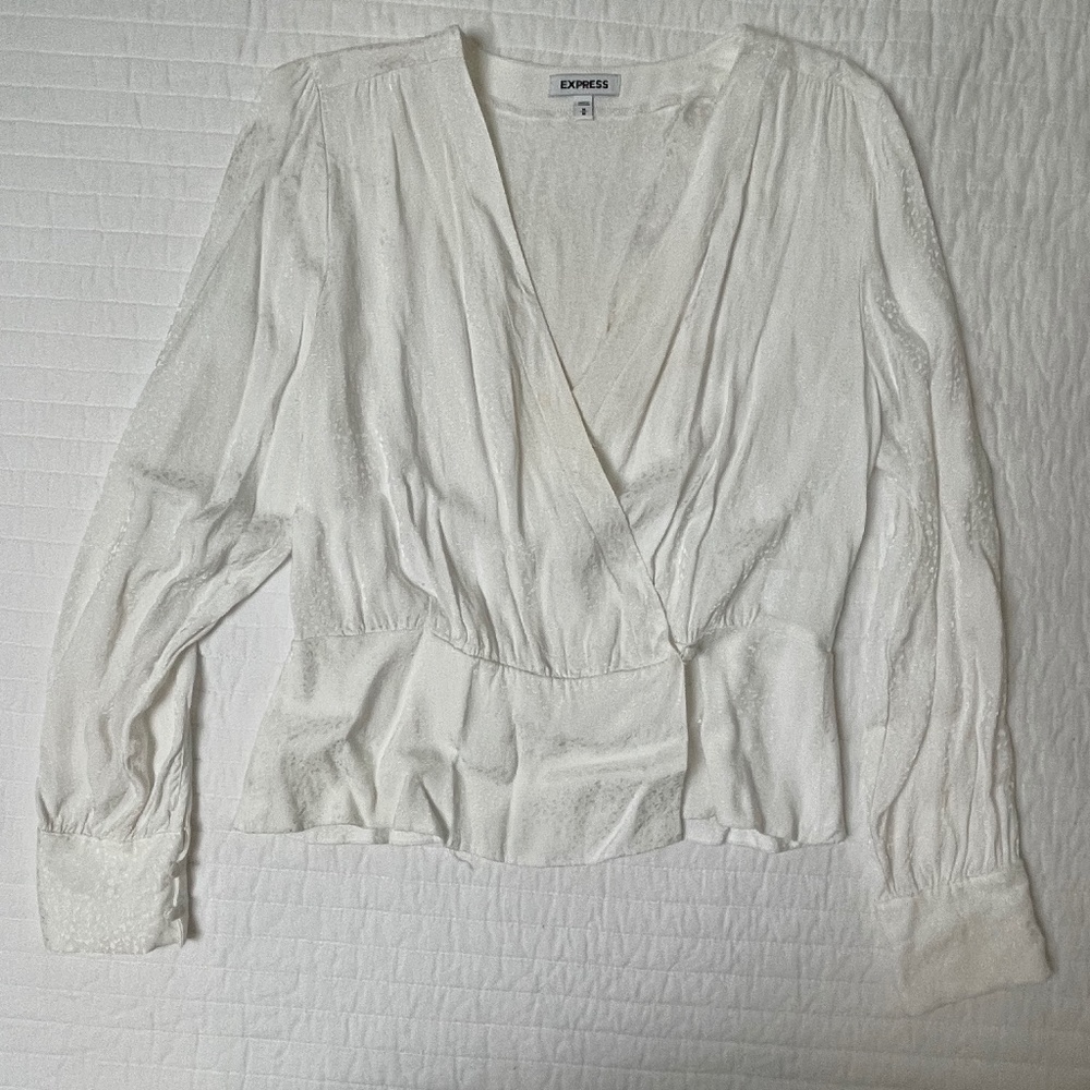 Express Wrap Front White Blouse